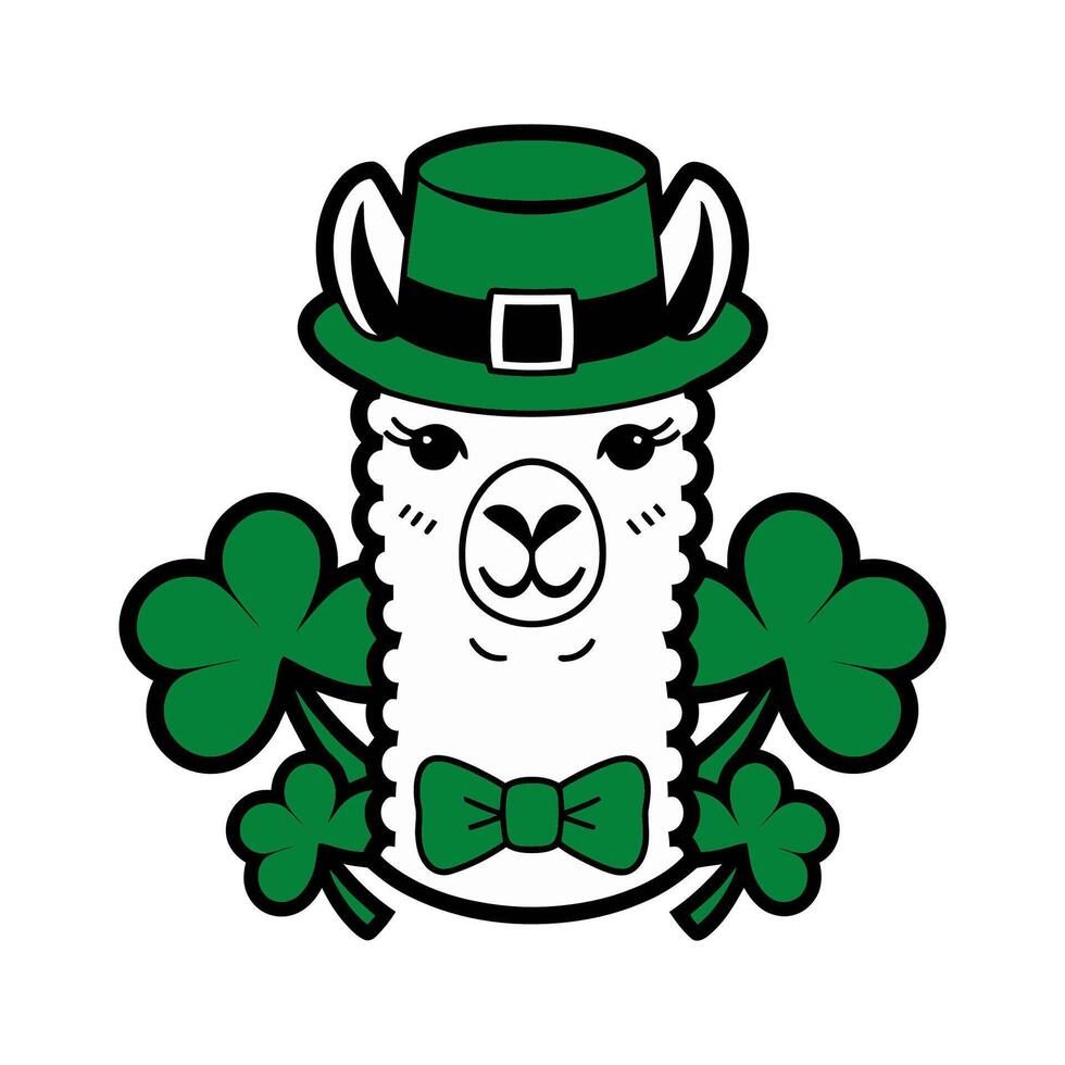 St. Patrick's Day Llama Cartoon Illustration vector