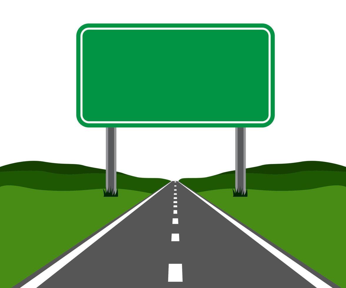 Highway announcement - billboard blank template - directional road sign flat illustration vector