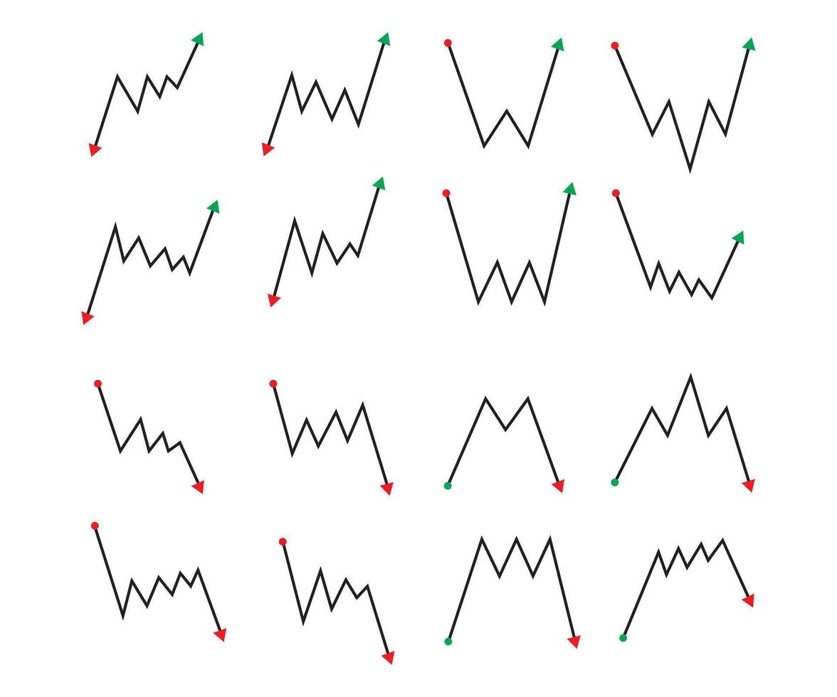 Chart price increase and decrease volume money - investing pattern candlestick vector