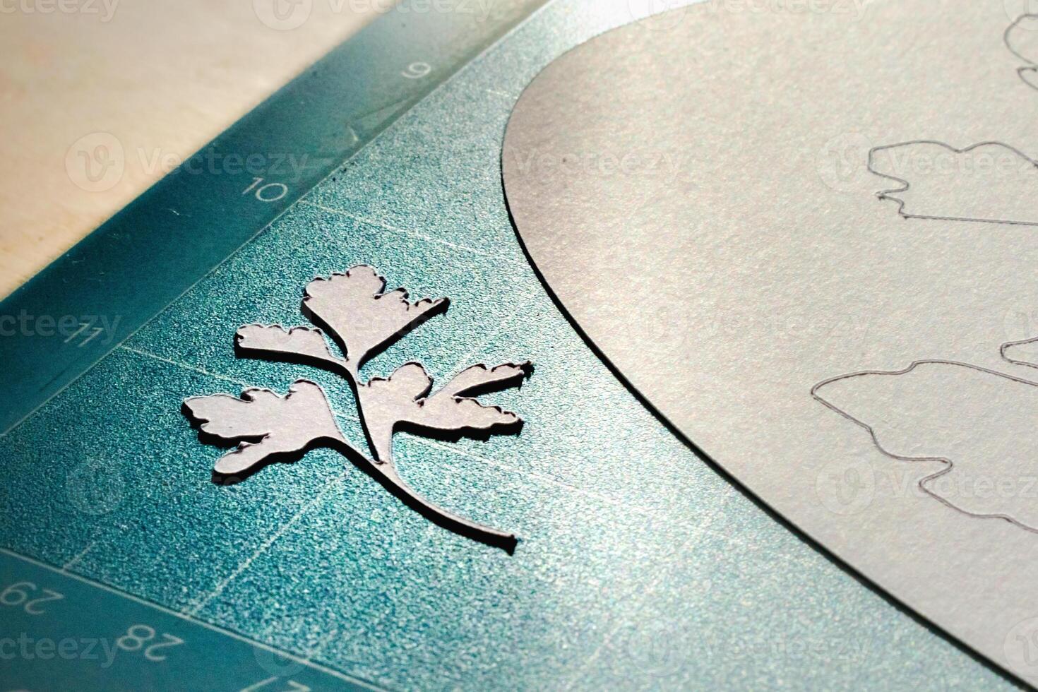 Paper cutting, ornament, design and model cut with a cutting plotter for professional activity or leisure, card, illustration photo