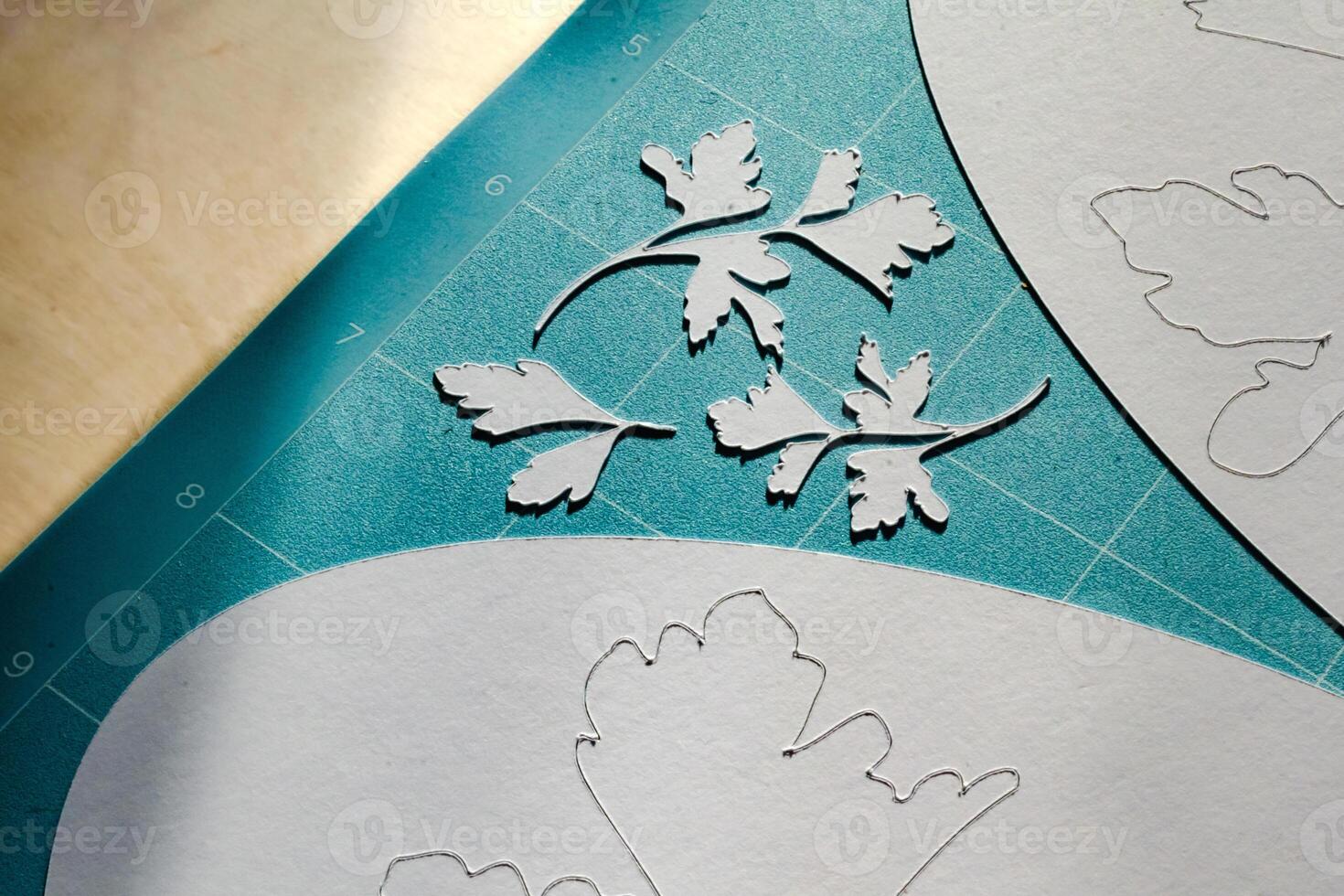 Paper cutting, ornament, design and model cut with a cutting plotter for professional activity or leisure, pro photo