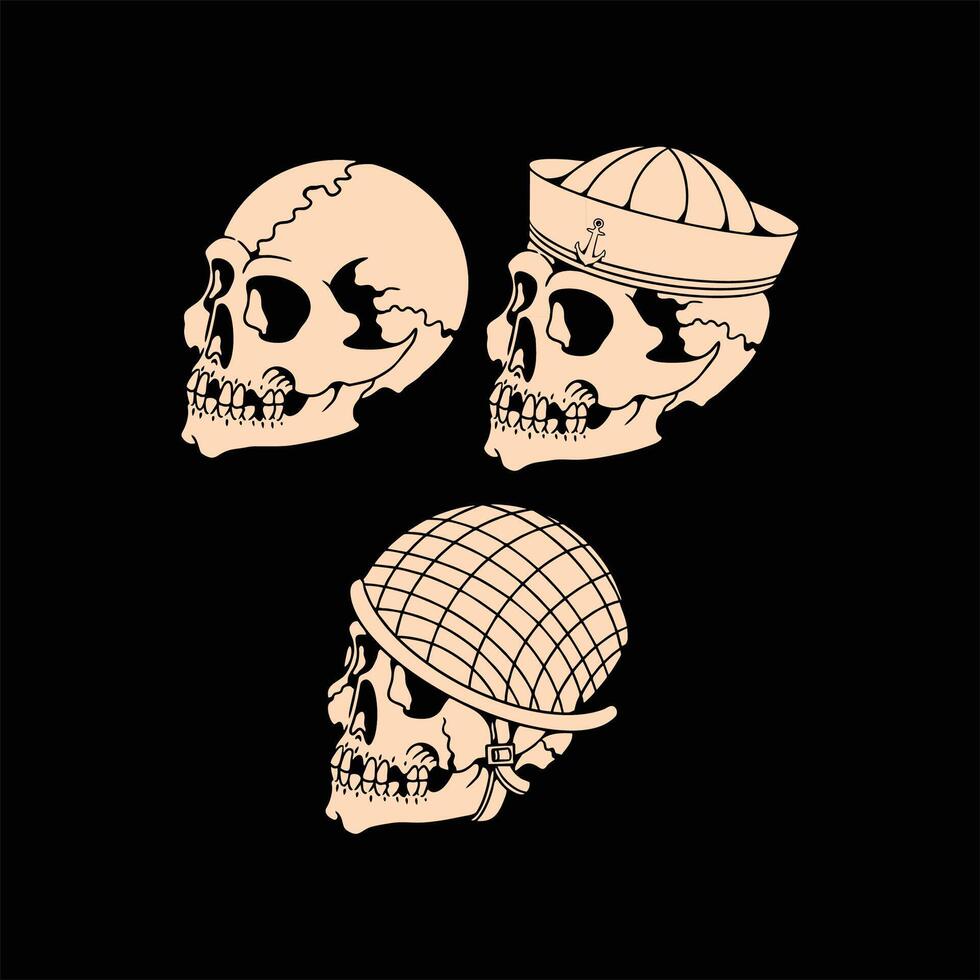 skull tattoo set design vector