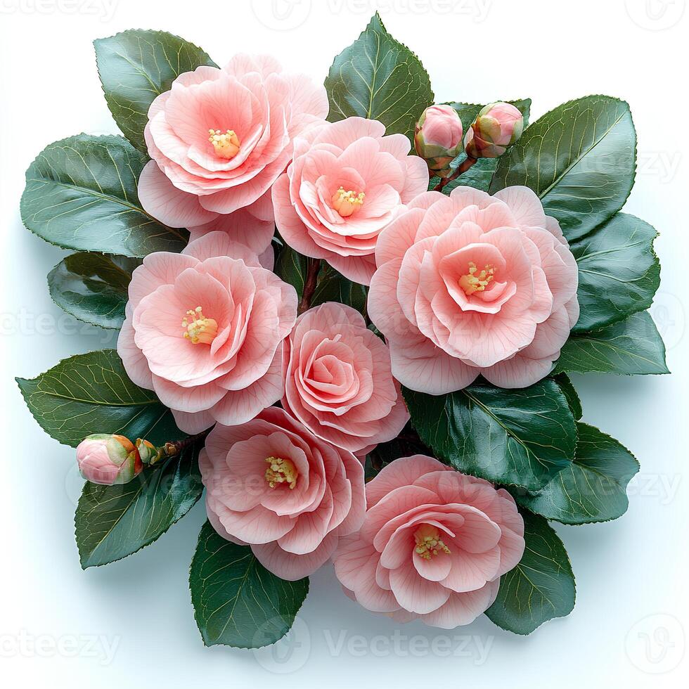 pink hydrangea flower isolated on a white background with a soft shadow, perfect for emphasizing its delicate petals and vibrant color in floral designs photo