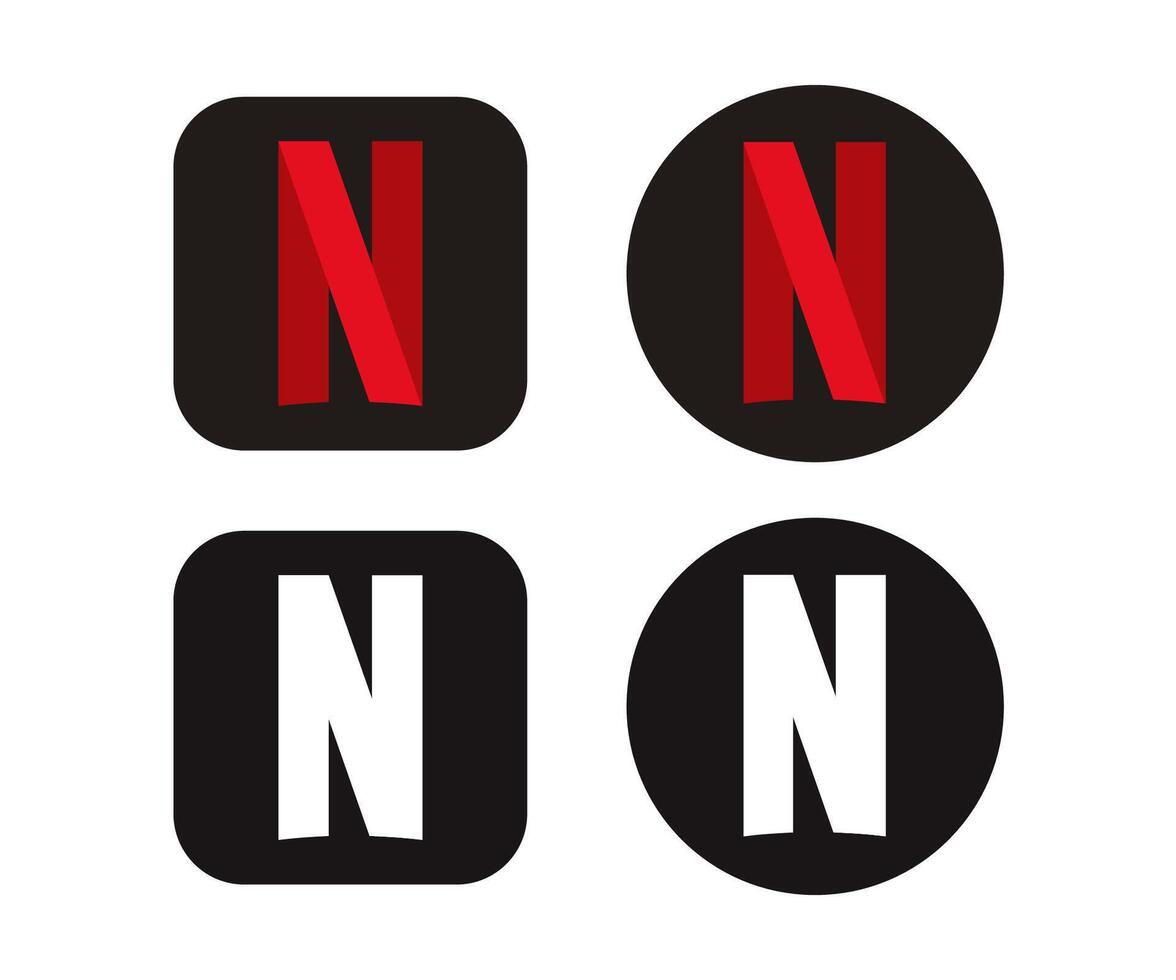 Netflix Logo In Square And Round set vector