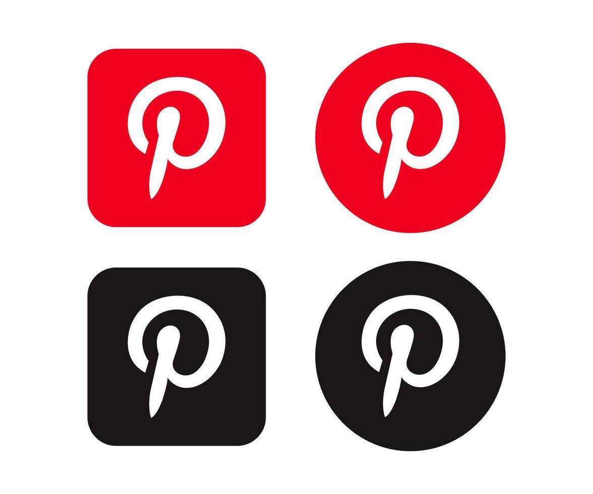Pinterest Logo In Square And Round Shape vector