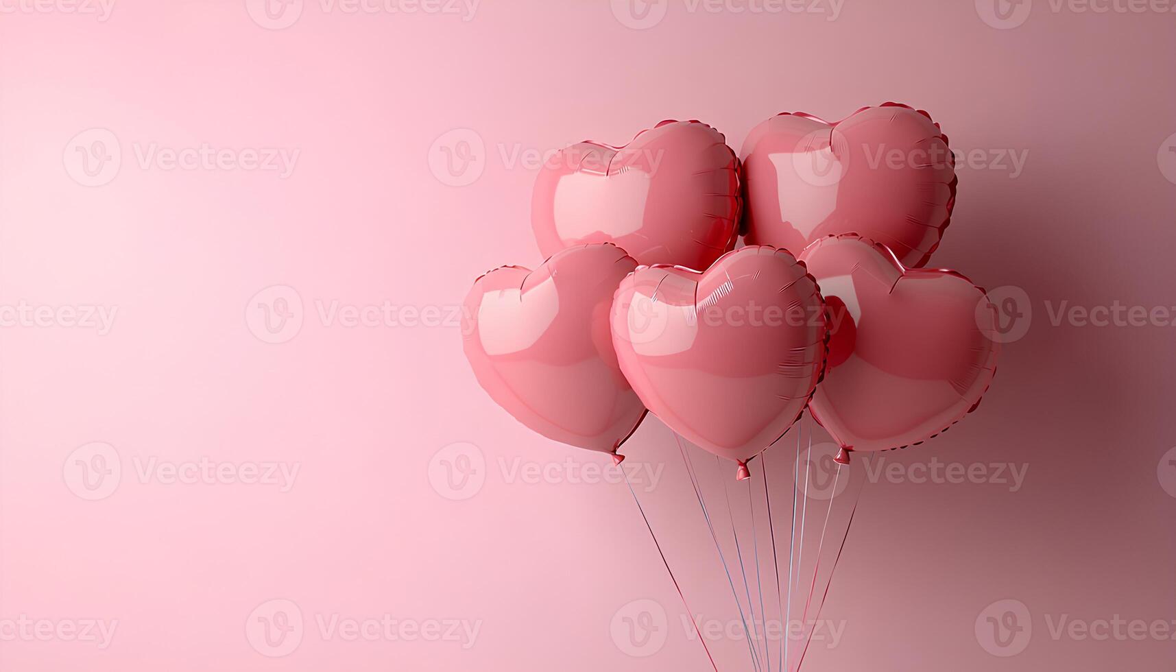 Pink and red heart shaped balloons isolated on a clean background with confetti all around perfect for expressing love and joy in Valentines Day decorations and visual projects photo