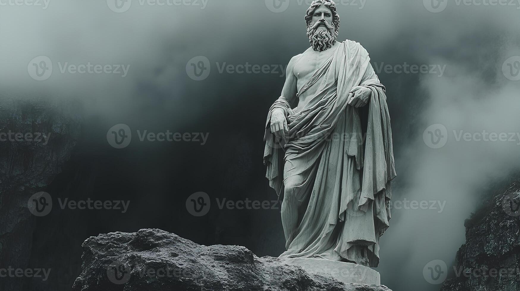 grand marble sculpture of the Greek god Zeus capturing his divine authority and timeless elegance ideal for displays or designs celebrating ancient mythology and art history photo