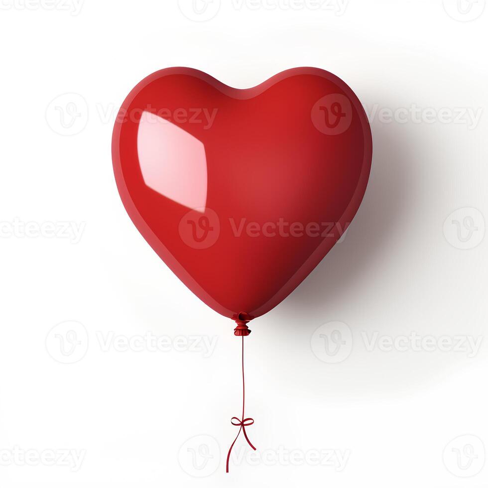 balloon in the shape of a heart isolated on a plain white background with a gentle shadow perfect for expressing love and romance in Valentines Day designs and promotions photo