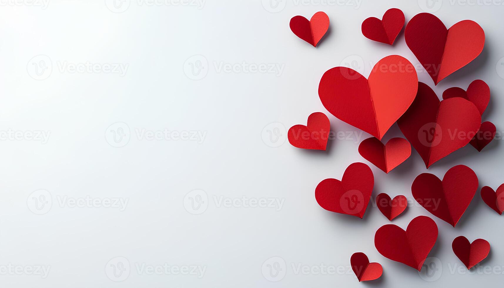 single red paper heart isolated in a flat lay design on a plain white background, perfect for creating elegant and romantic visuals focused on simplicity and affection photo