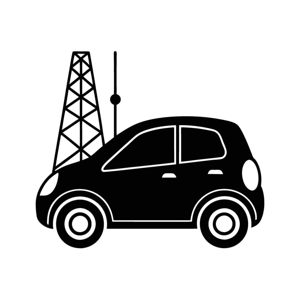 Electric car connected to advanced smart grid system vector