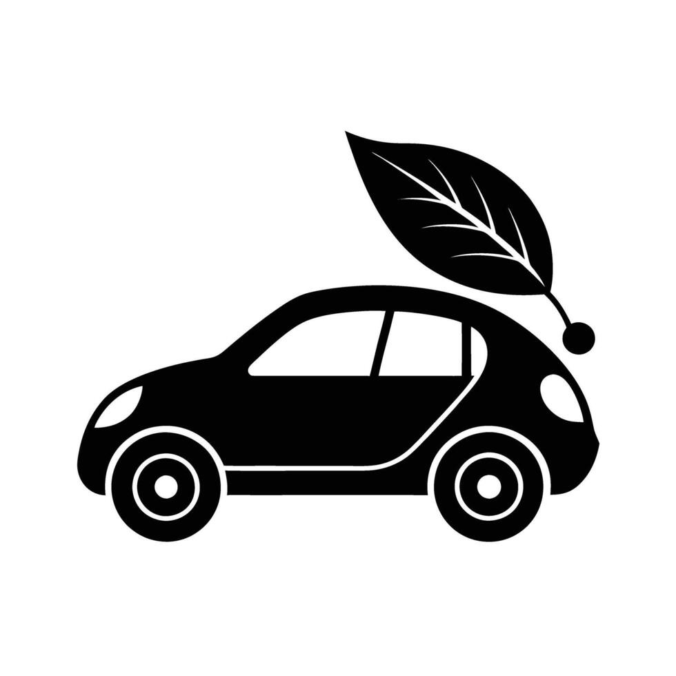 Electric car featuring eco-friendly leaf icon design vector