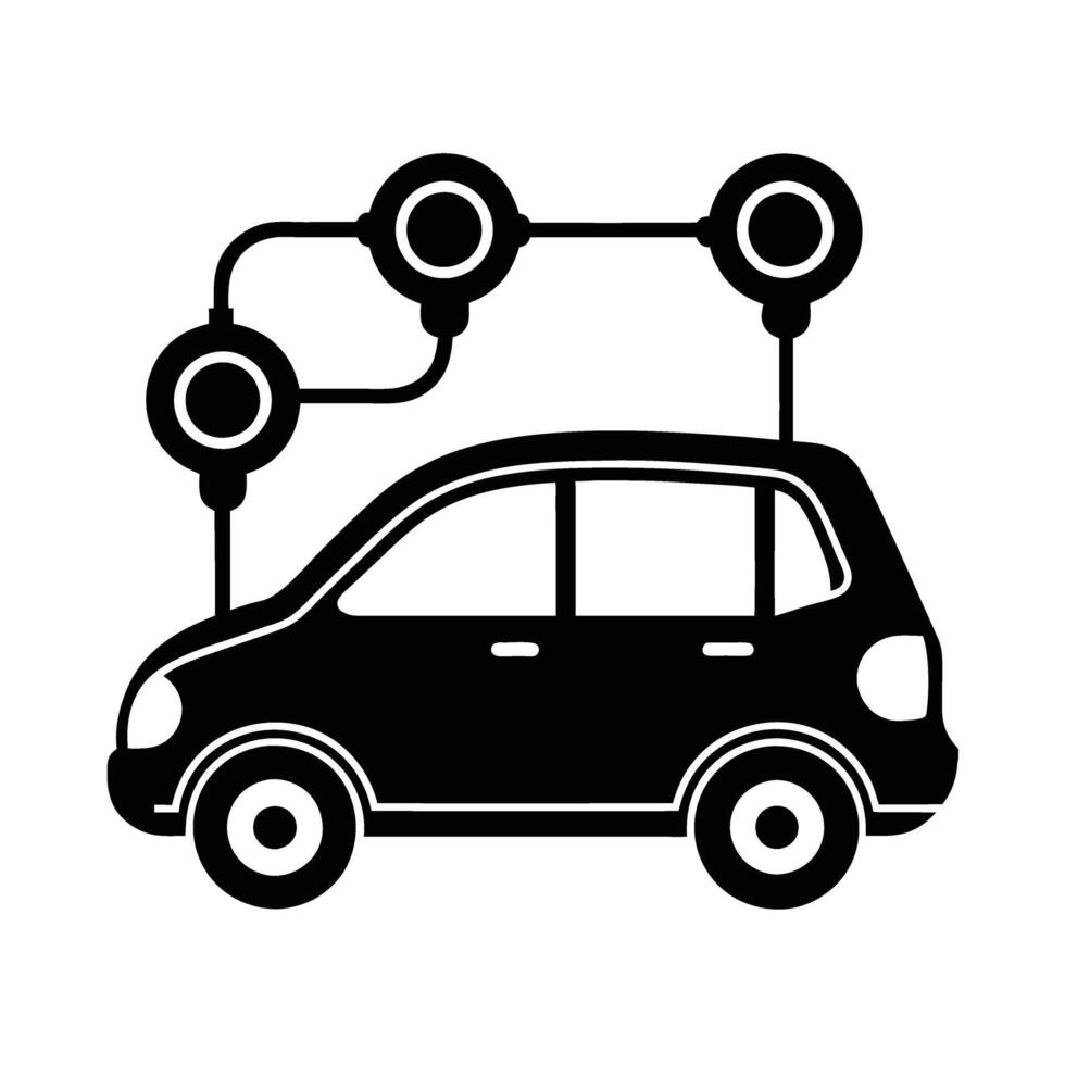 Shared electric car system concept in modern silhouette design vector