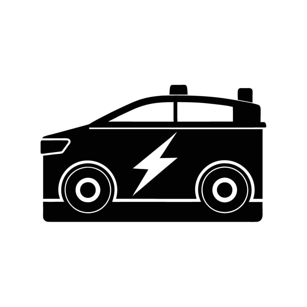 Efficient electric car with battery silhouette design vector