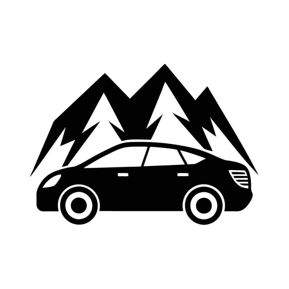 Electric car silhouette with mountain background design vector