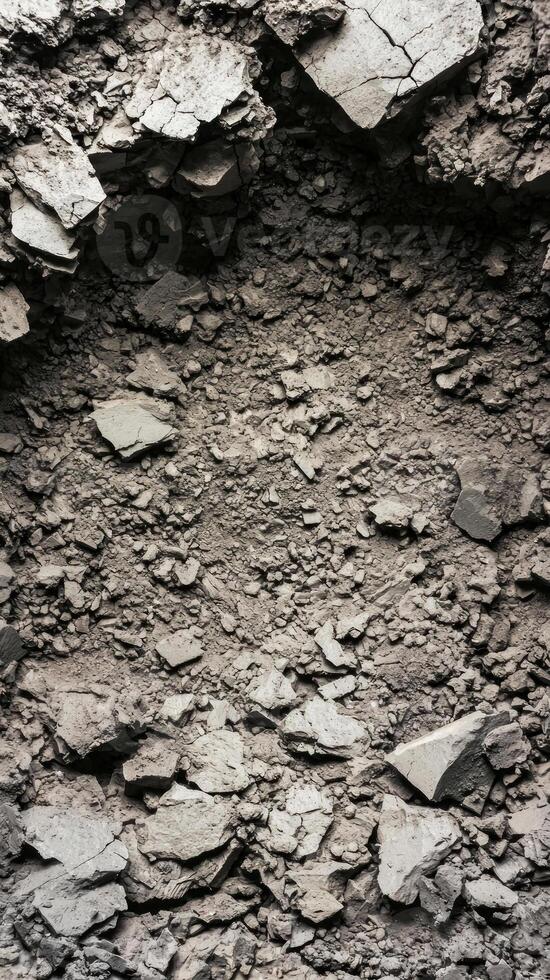 Textured earth and gravel background with various stones, perfect for natural settings. photo