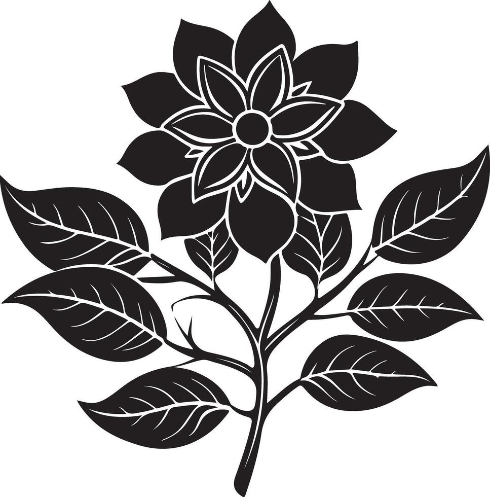 Graceful Flower Silhouette Design for Coloring vector