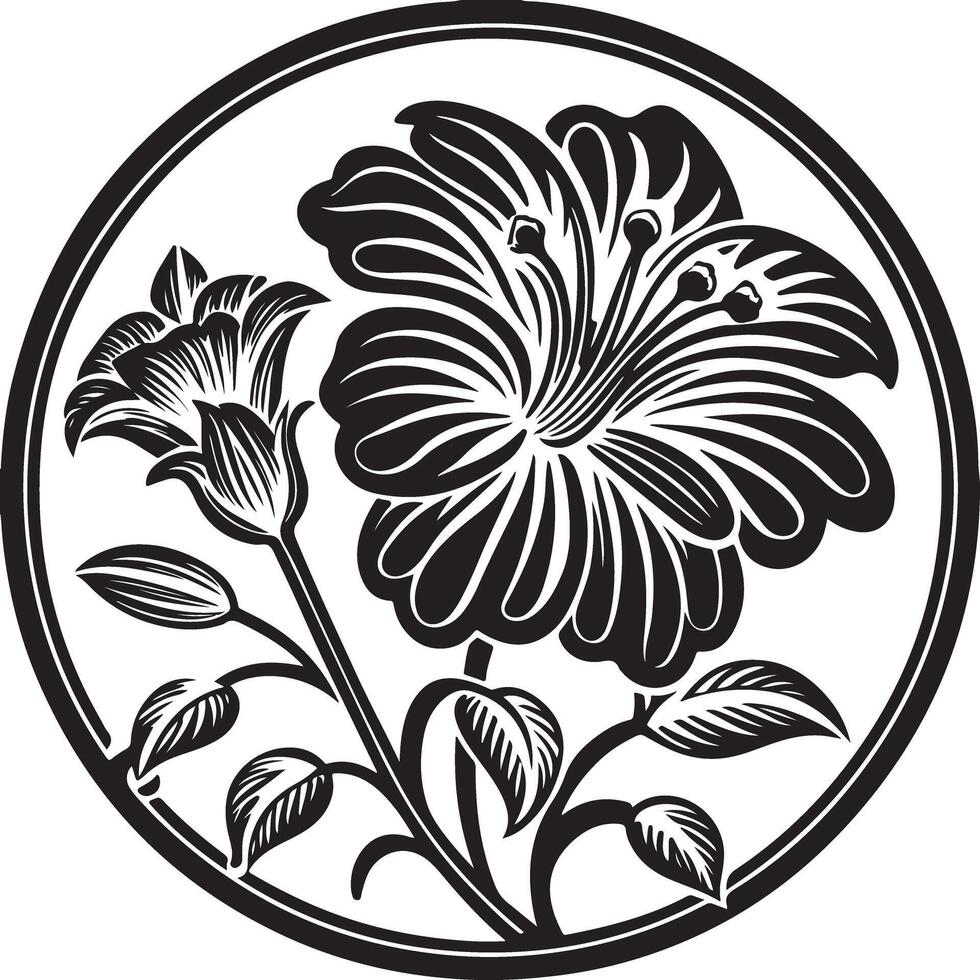 Flower Silhouette Coloring Page vector