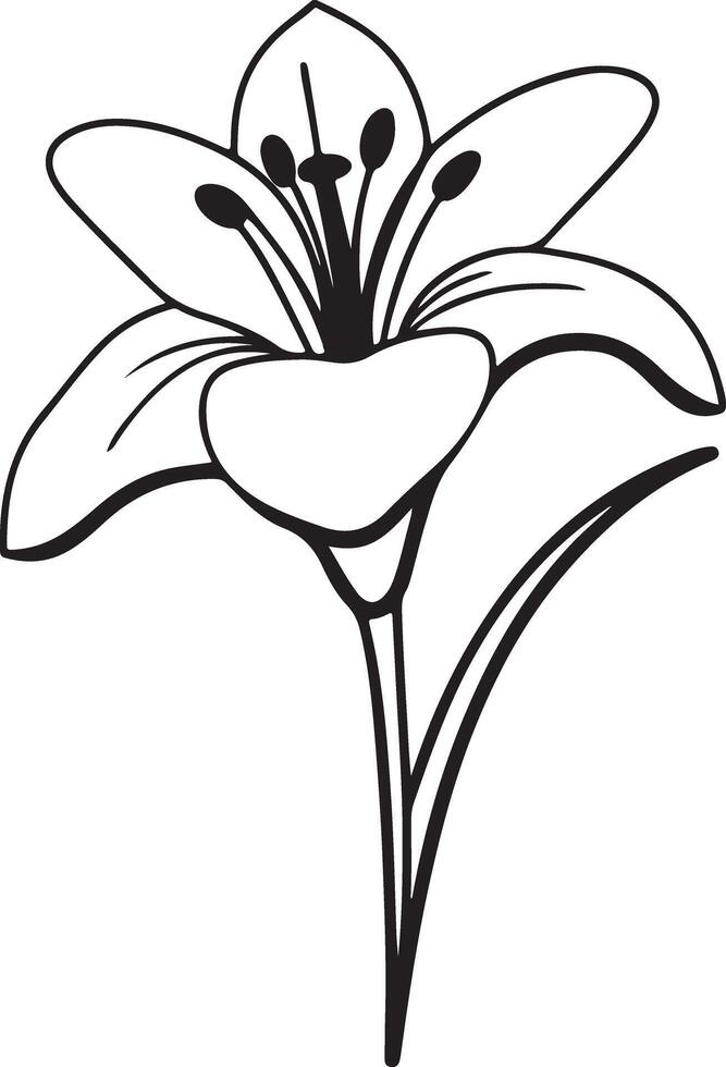 Floral Silhouette Coloring Page with Solid White Backdrop vector