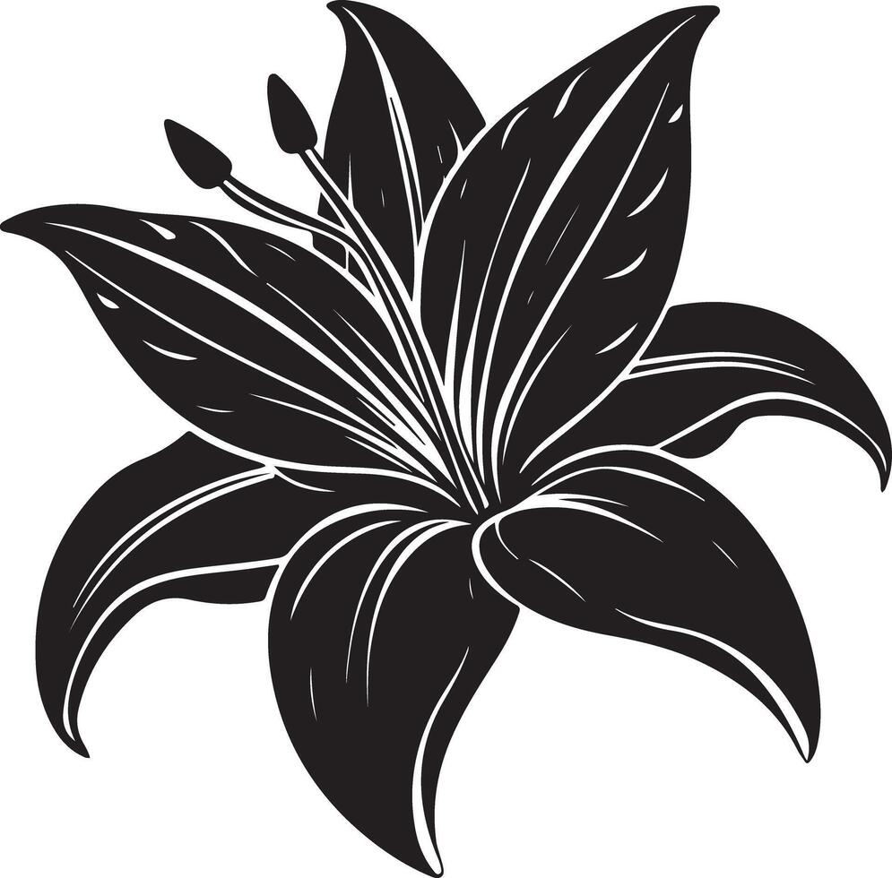 Ornamental Floral Silhouette Coloring Page vector