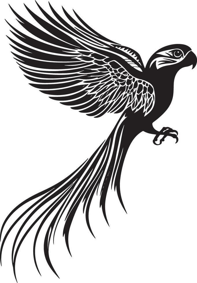 Graceful Bird Silhouette Coloring Design vector
