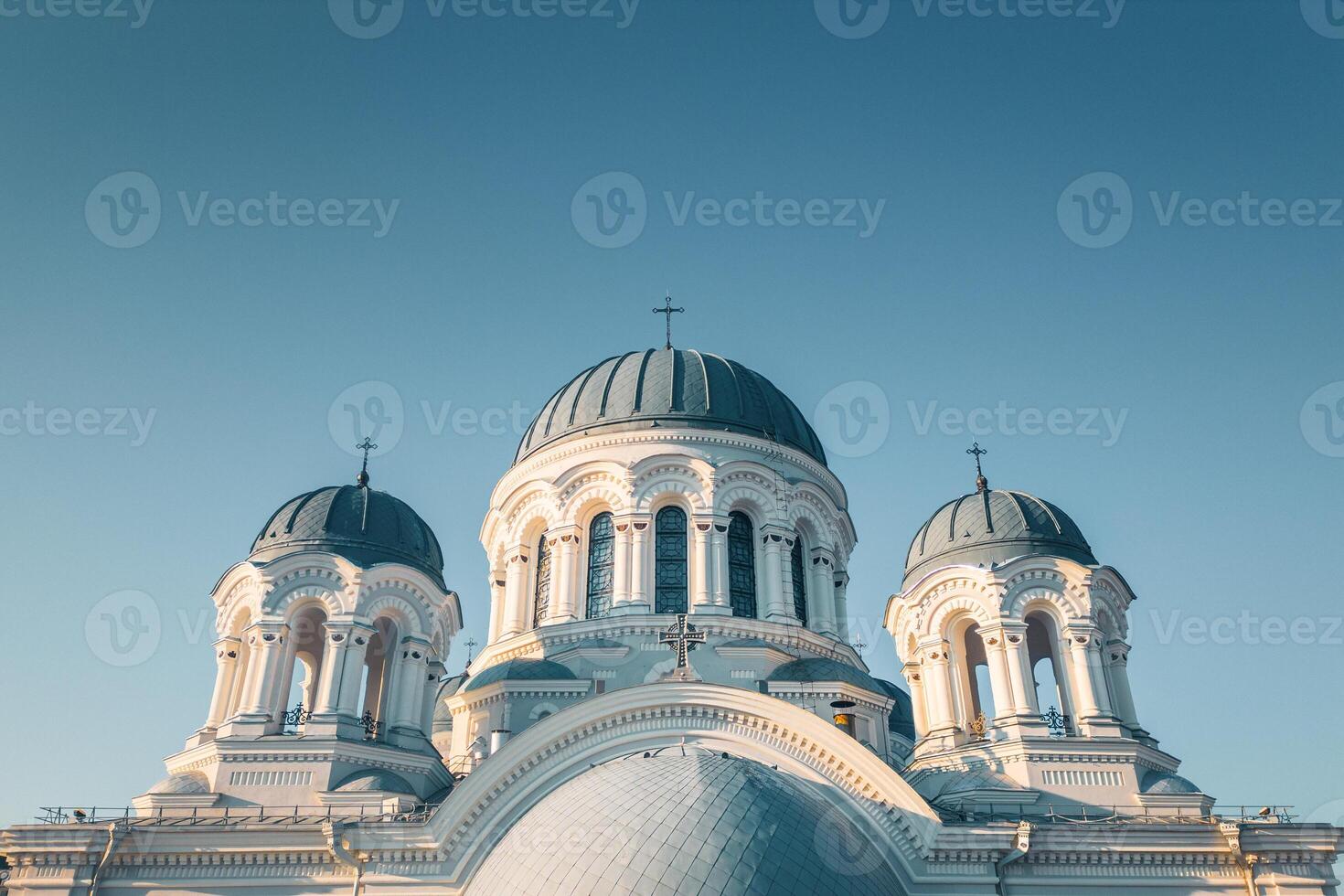 St. Michael Archangel's Church or the Garrison Church. Roman Catholic church in liberty boulevard.Kaunas historical capital. Neo-Byzantine architecture in the Russian Empire photo