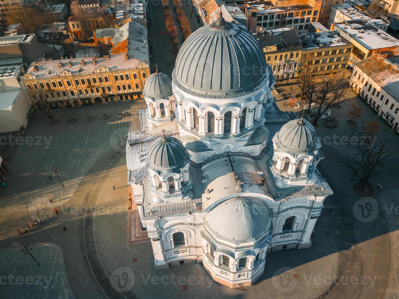 St. Michael the Archangel's Church or the Garrison Church. Roman Catholic church in liberty boulevard.Kaunas historical capital. Neo-Byzantine architecture Russian Empire photo