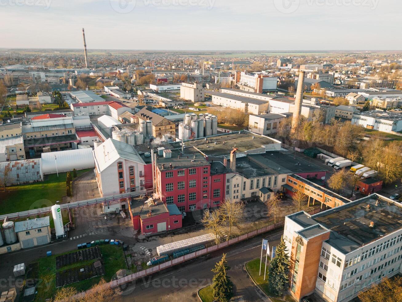 Siauliai, Lithuania, 15th november, 2024- aerial view Gubernija - Historical Unique Brewery factory buildings complex. Manor brewery. Gubernija HUB. Lithuanian beer and kvass produce photo