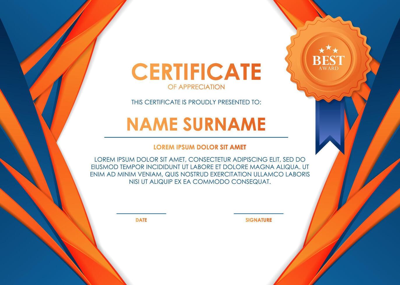 colorrful abstract design award certificate vector