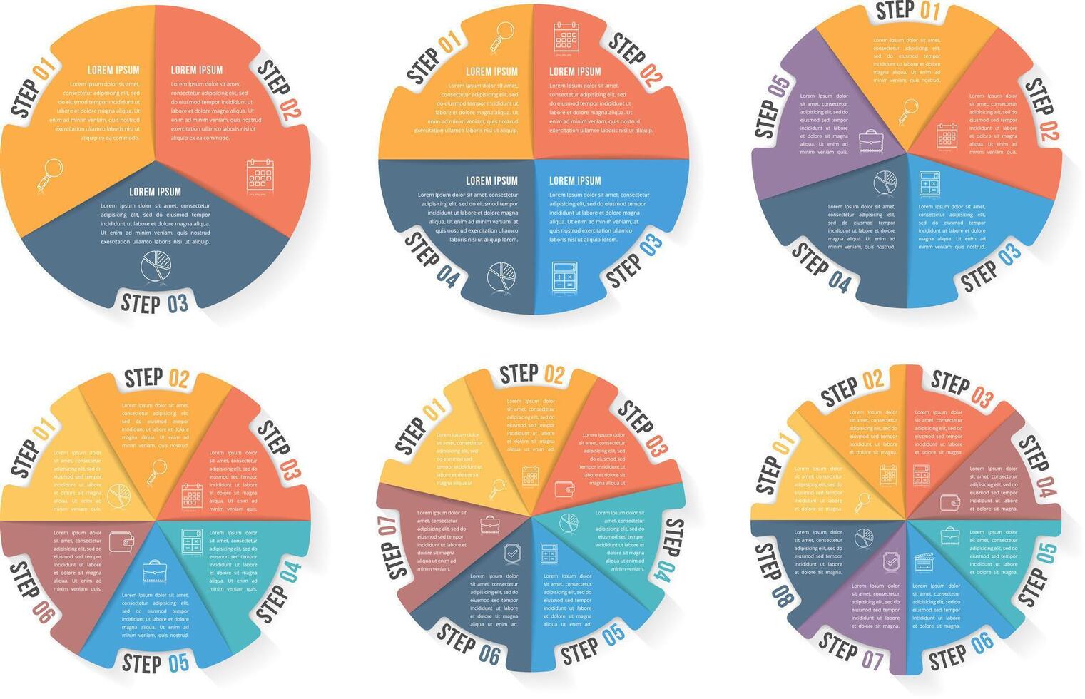 Circle infographic templates collection vector