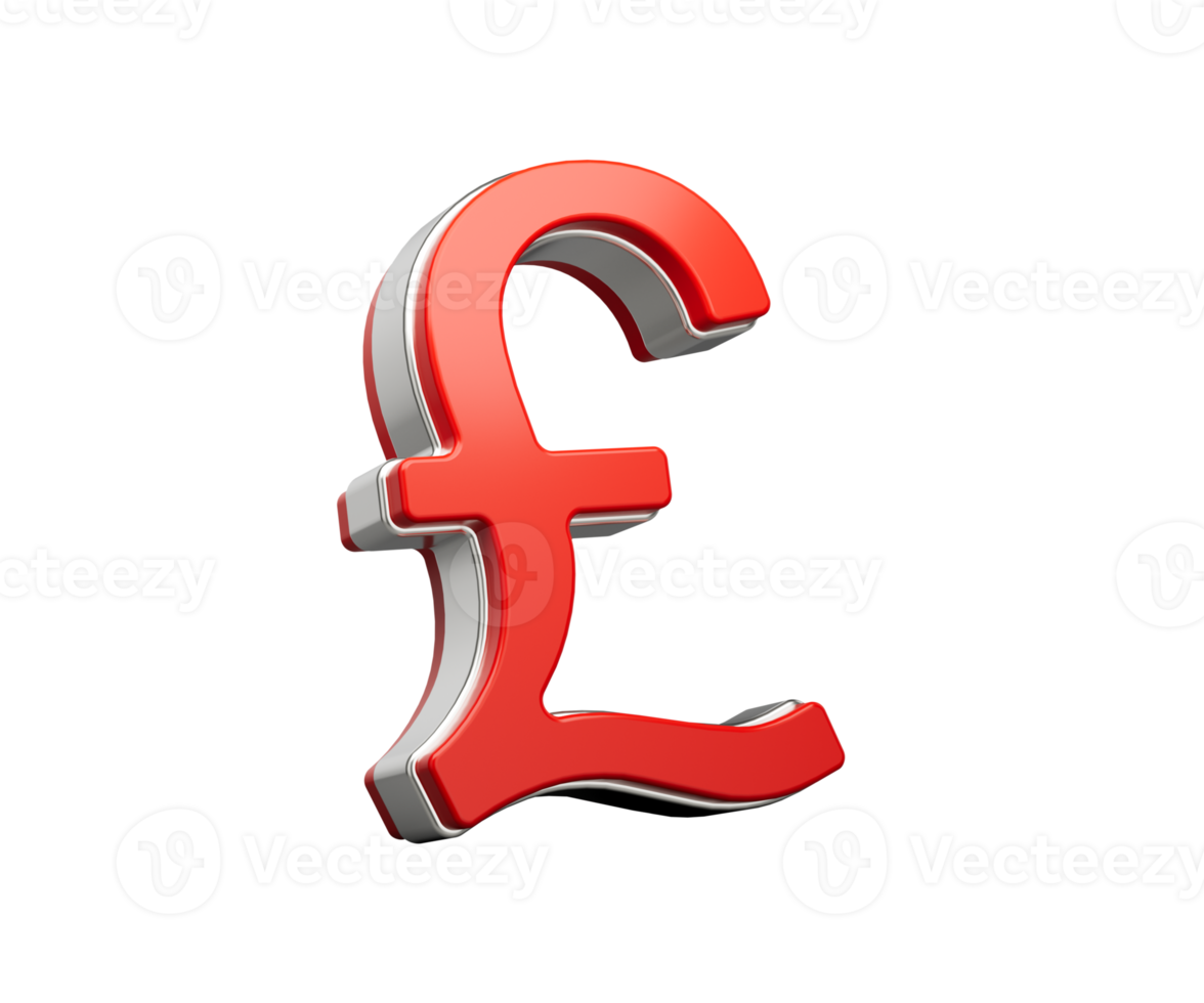 Bold Vibrant Red British Pound Currency Symbol With Sleek Metallic Gleam 3D Illustration png