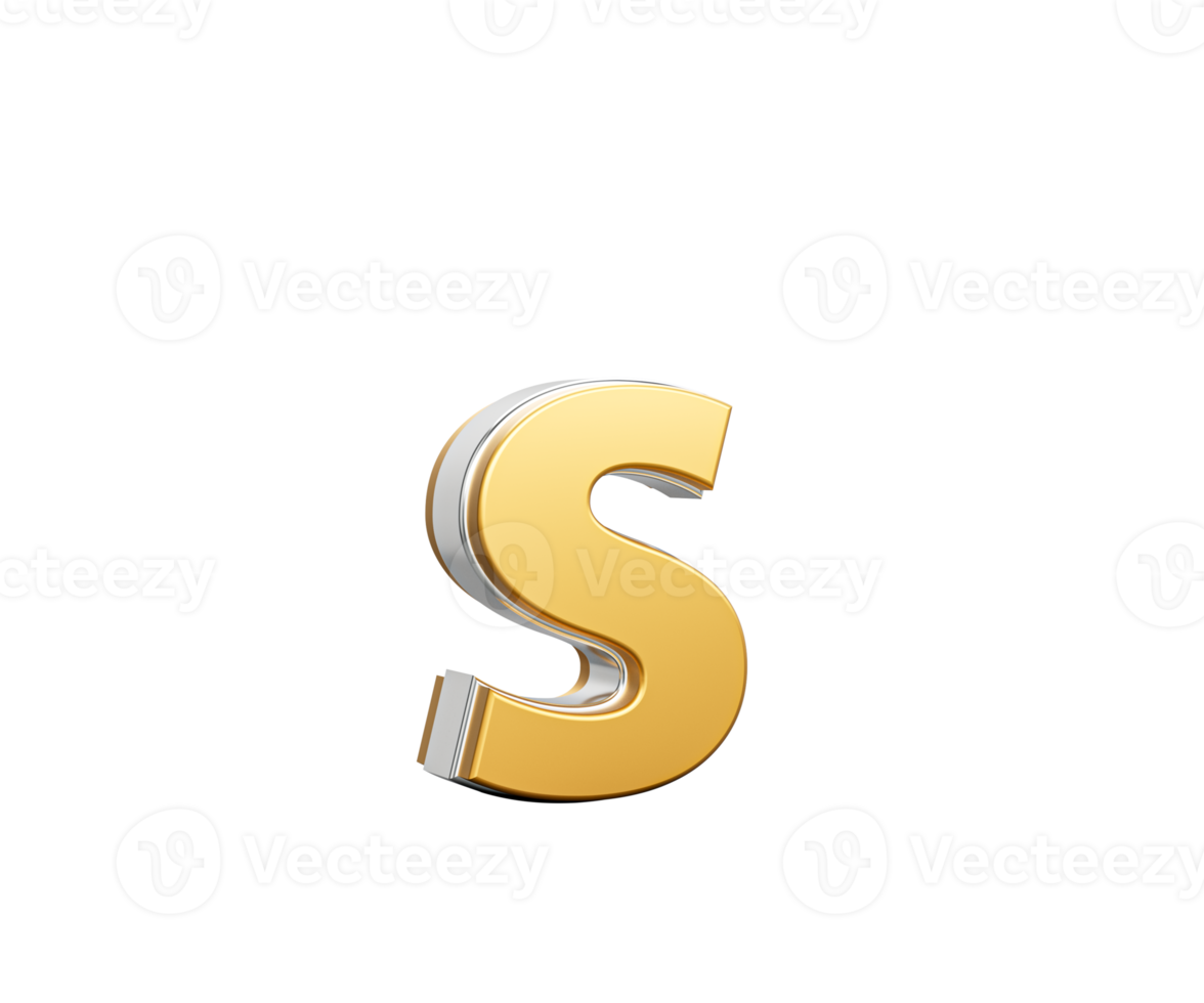 Shiny Golden Small Letter s Gleams With Its Sleek Modern Design With Sharp Edges 3D Illustration png