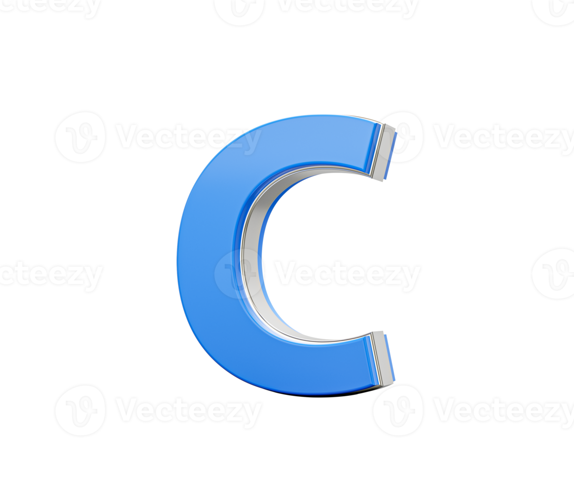 Blue Capital Letter C Gleams With Its Sleek Modern Design Bold Font With Sharp Edges 3D Illustration png