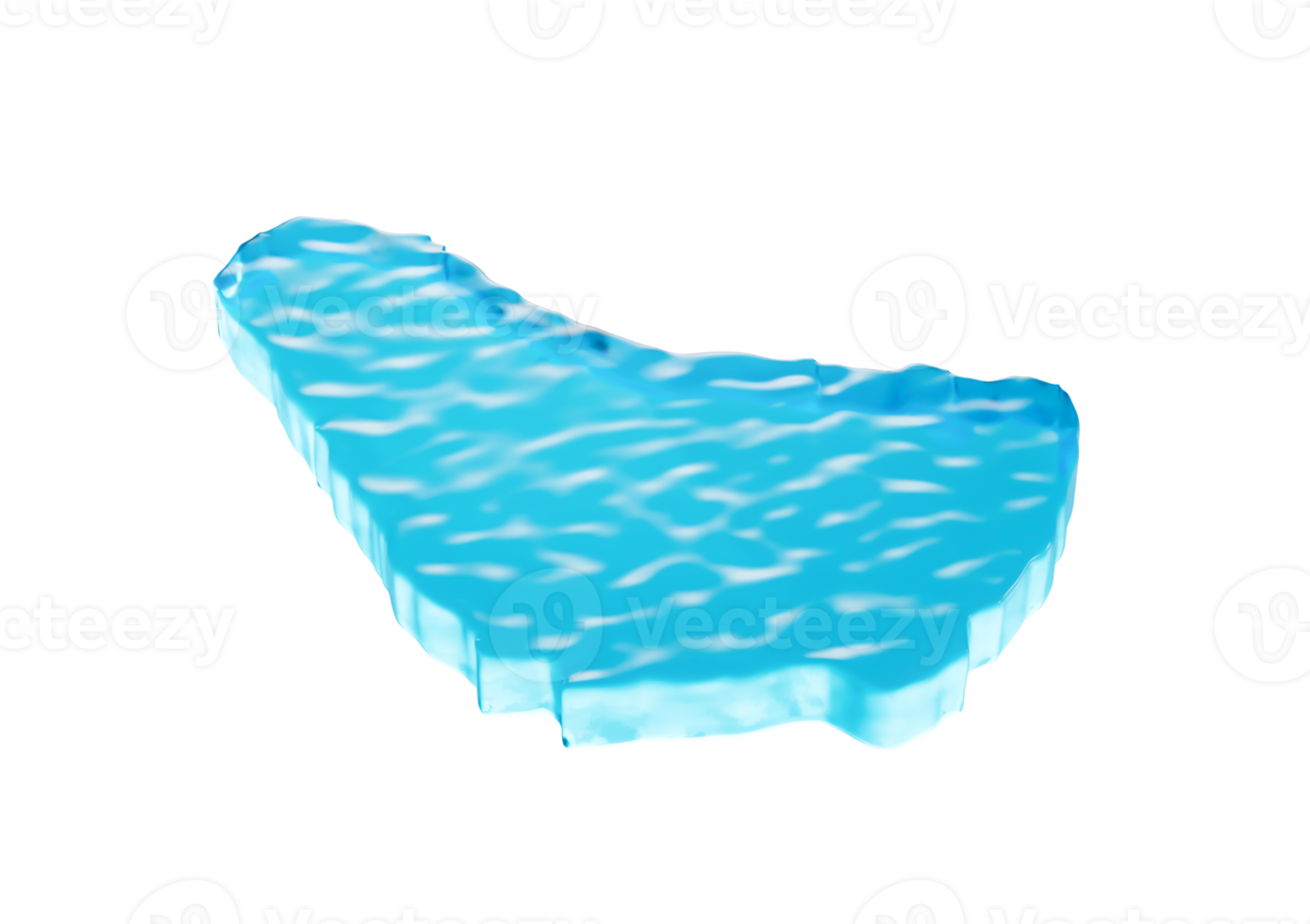 Water Ice Map of Barbados global warming melting glacier in deep blue water 3d illustration png