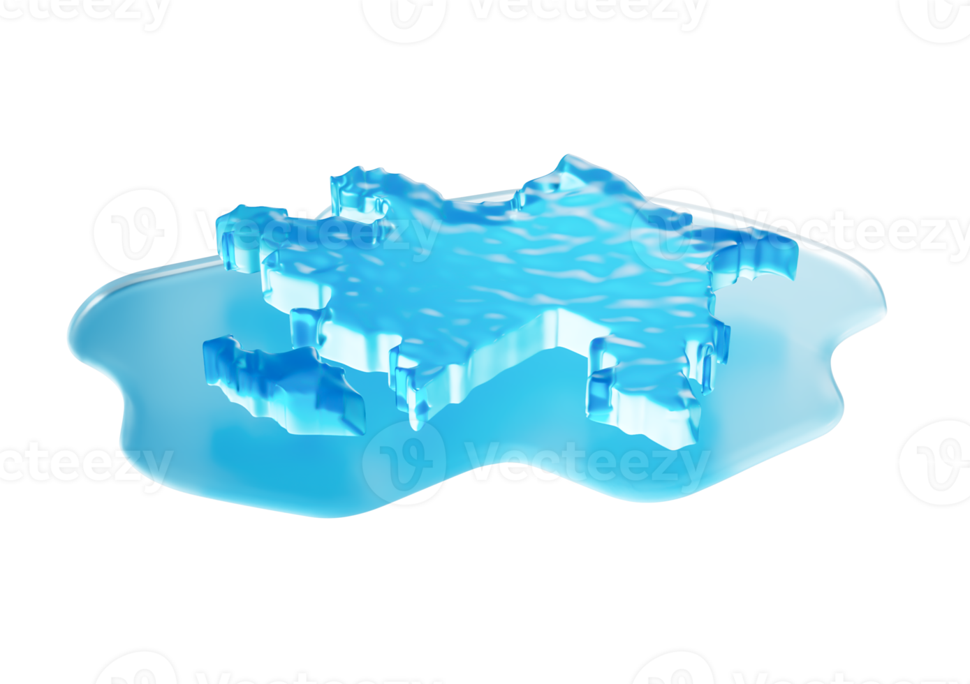 Water Ice Map of Azerbaijan global warming melting glacier in deep blue water 3d illustration png