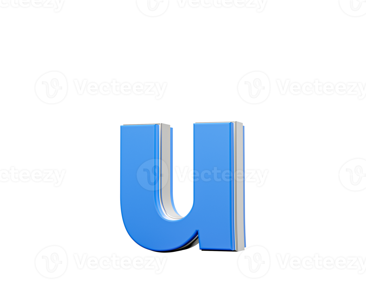 Blue Small Letter u Alphabet u Gleams With Its Sleek Modern Design With Sharp Edges 3D Illustration png