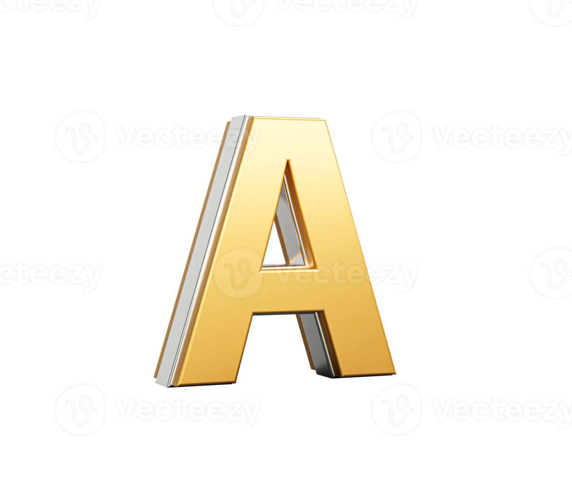 Golden Capital Letter A Gleams With Sleek Modern Design Bold Font With Sharp Edges 3D Illustration png