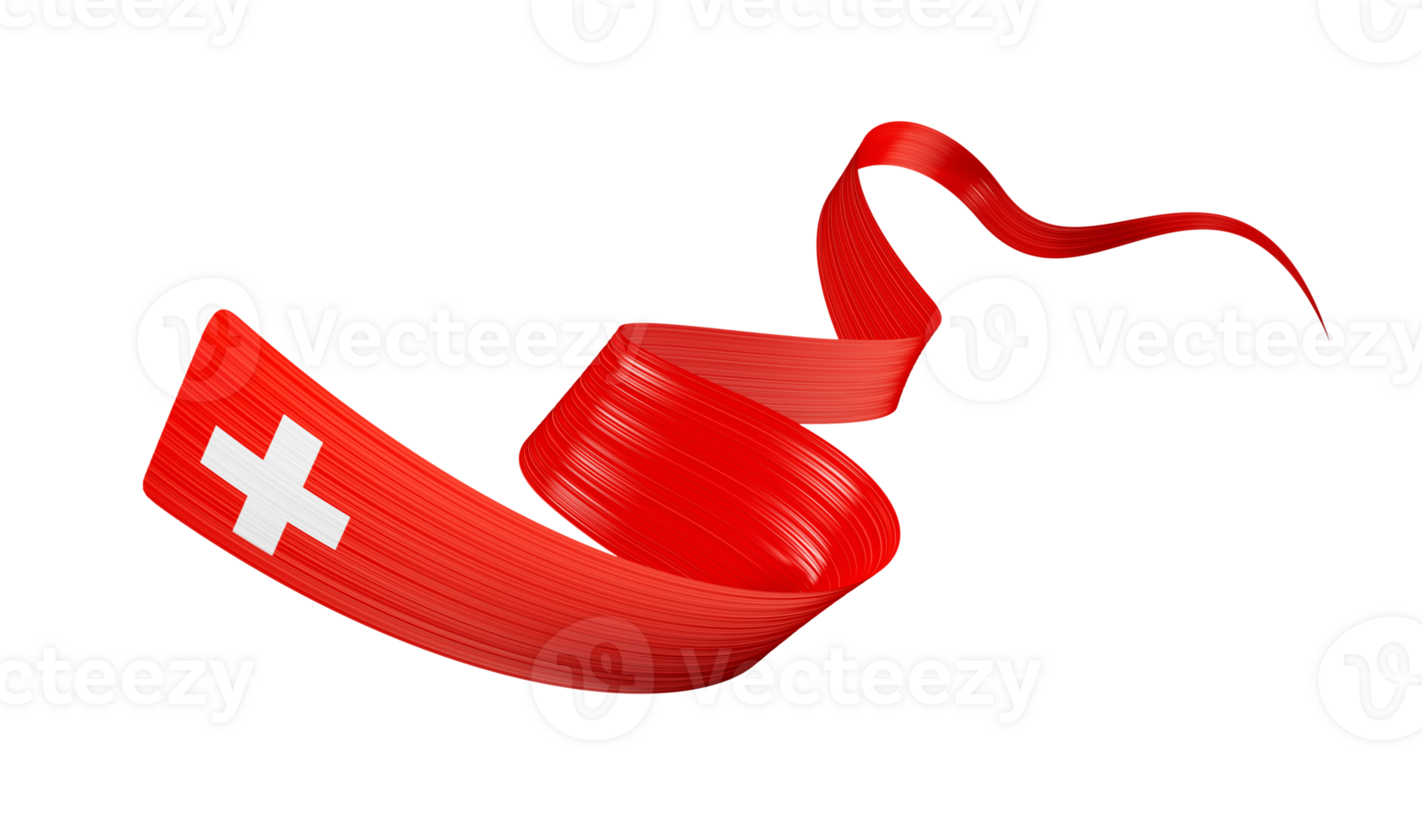Flag Of Switzerland Waving Ribbon Flag Isolated 3d Illustration png