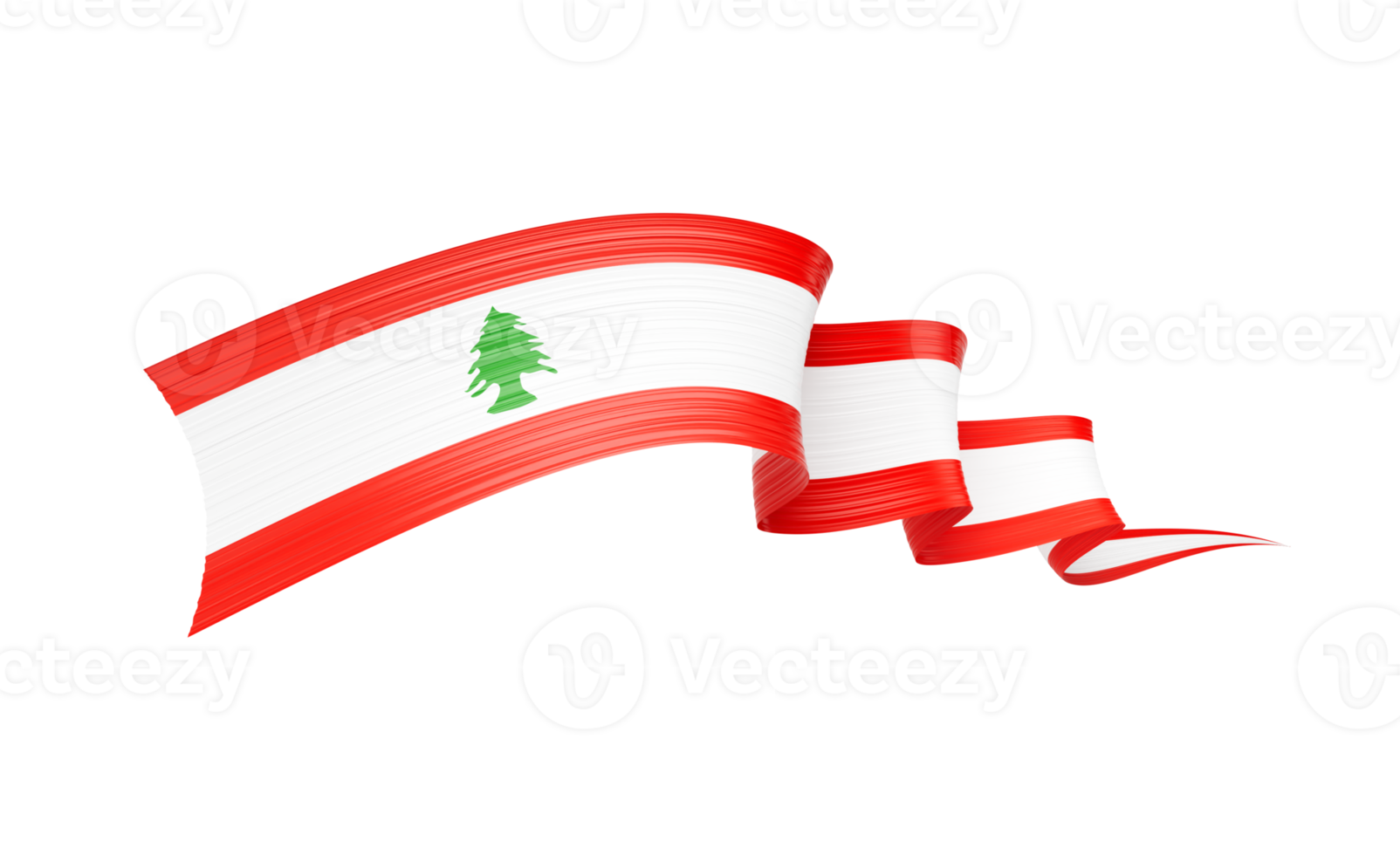 3d Flag Of Lebanon 3d Shiny Waving Twisted Ribbon Flag Isolated On White Background 3d Illustration png