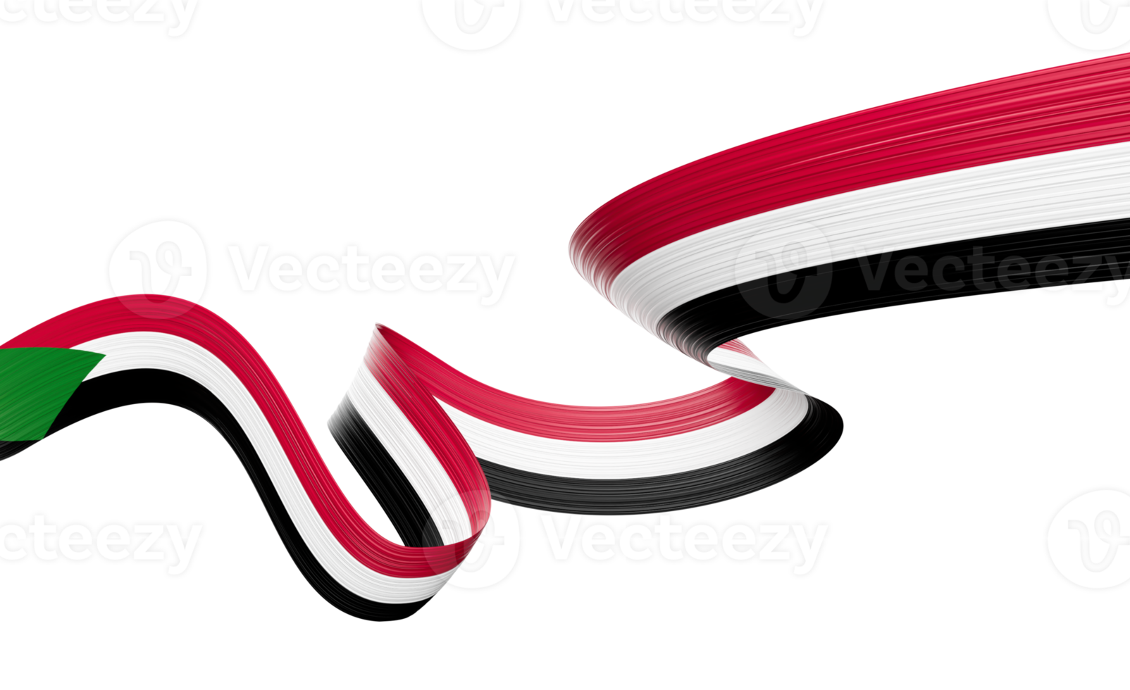 3d Flag Of Sudan 3d Shiny Waving Sudan Ribbon Flag On White Background 3d Illustration png