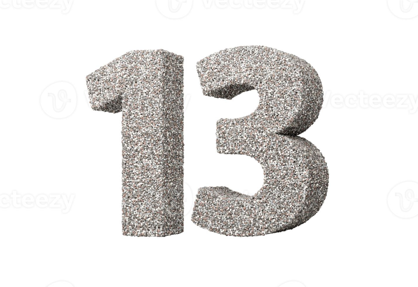 Number Thirteen 13 Digit Made Of Rock Fragments Or Gravels 3d Illustration png