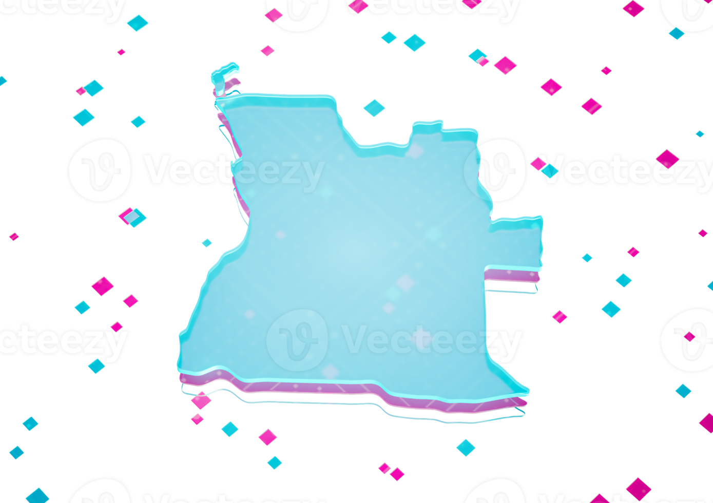 Angola Map Glowing Blue Light Digital Map Isolated Seamless Pattern Background 3D Illustration png