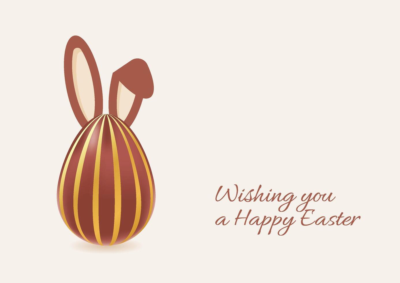 Happy Easter banner. Holiday greeting background with chocolate golden egg and bunny ears. Spring illustration vector