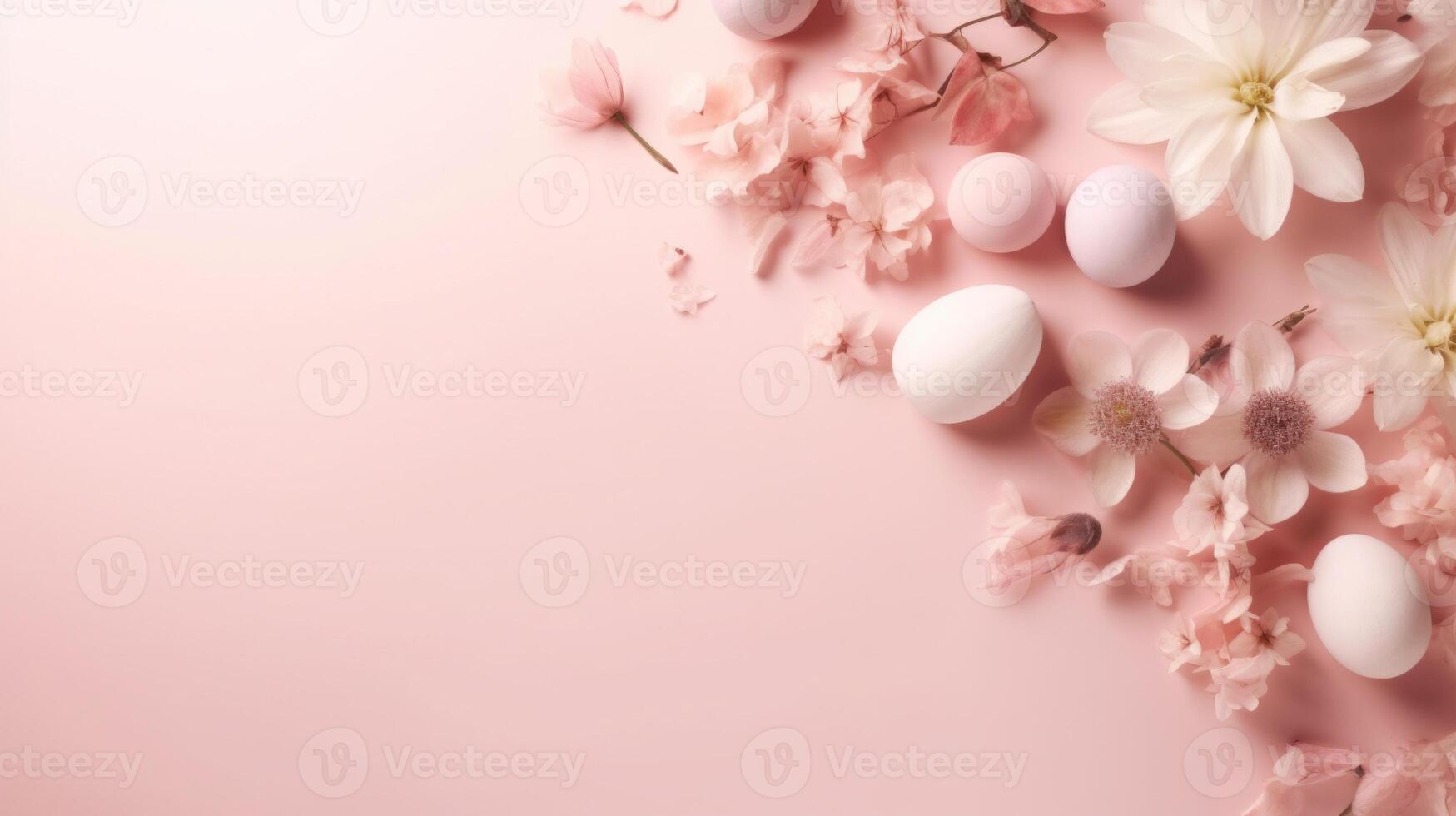 Top view spring flowers background, mother day background, blank space, easter photo