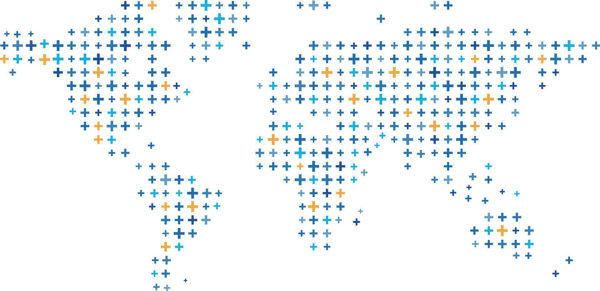 Map of the world with pattern of cross icon dots vector