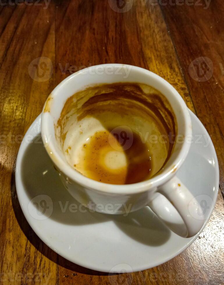 Espresso is coffee produced by brewing coffee at high pressure and temperature, resulting in a thick coffee extract. Coffee is finished. photo