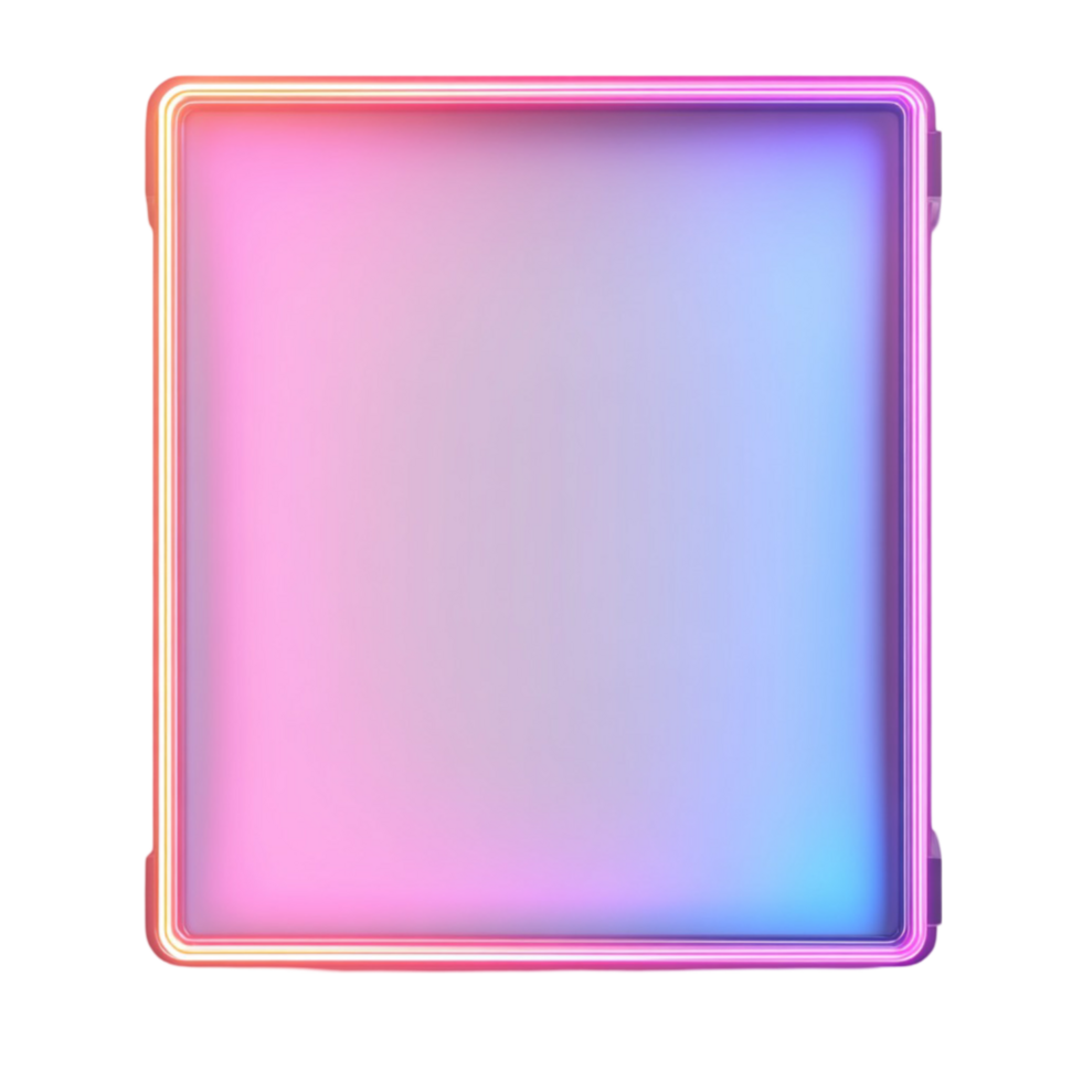 Square Neon Sign with Pink and Blue Background on Transparent Background png