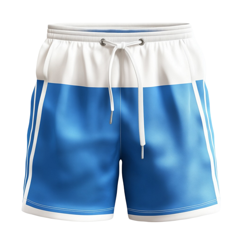 A blue and white shorts on a transparent background png