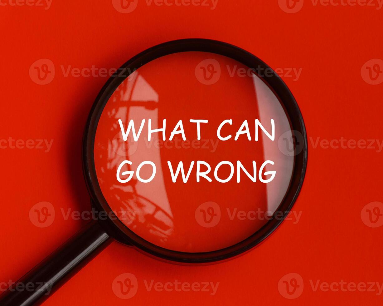 What can go wrong on big magnifying glass. Fact finding concept photo
