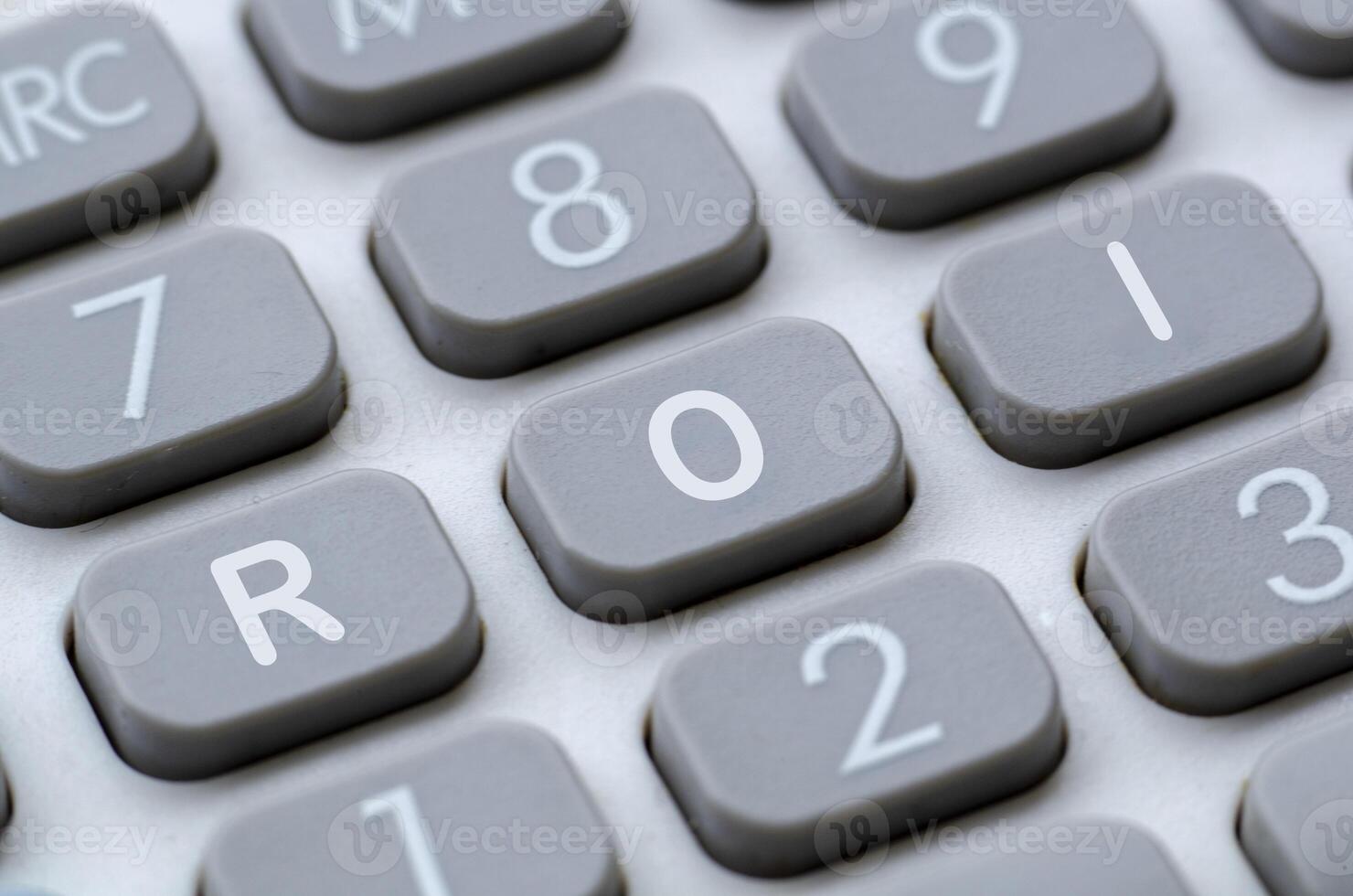ROI representing Return On Investment letter on calculator button photo