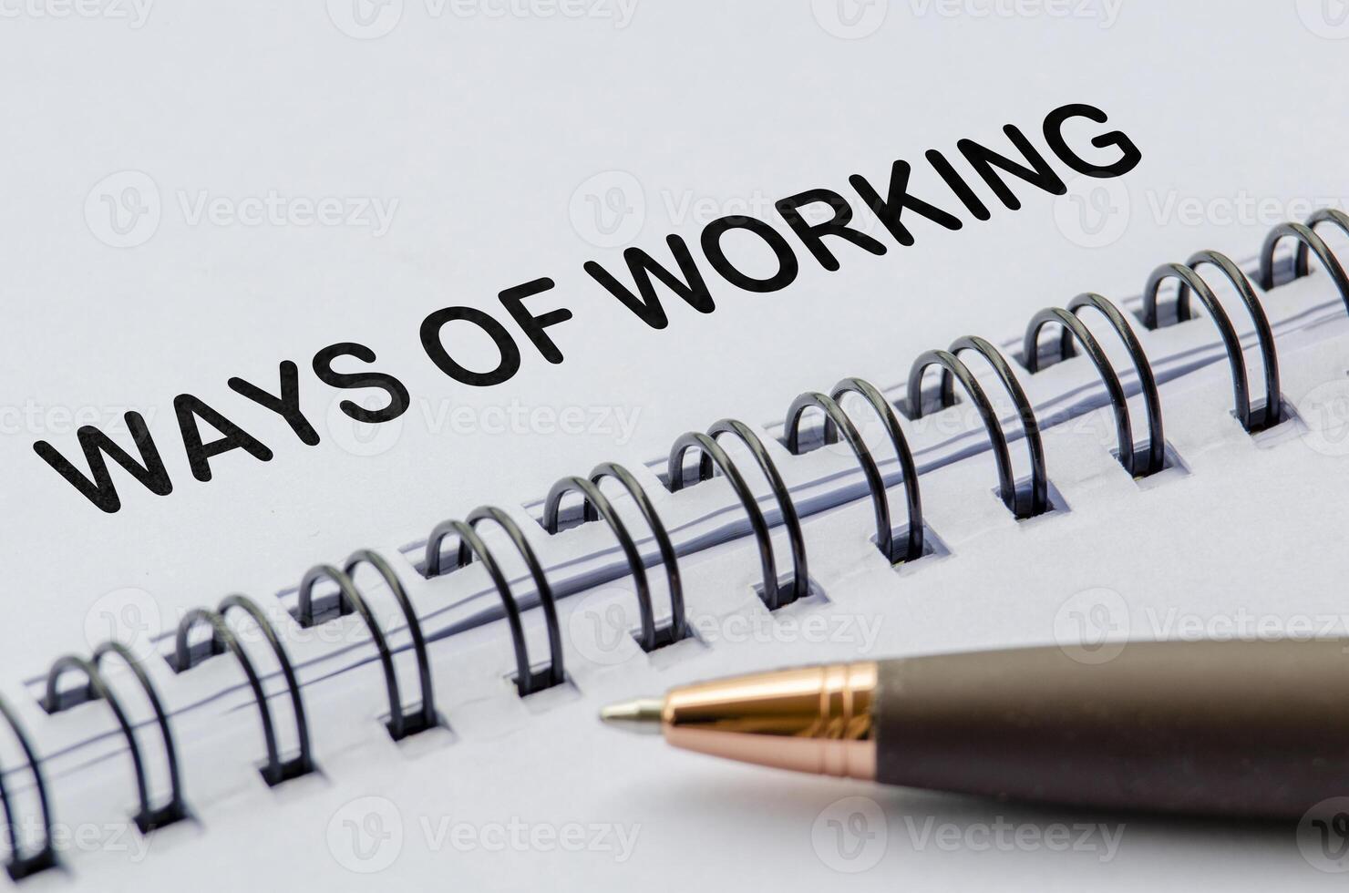 Ways of working text on white notepad. Business culture of working concept photo